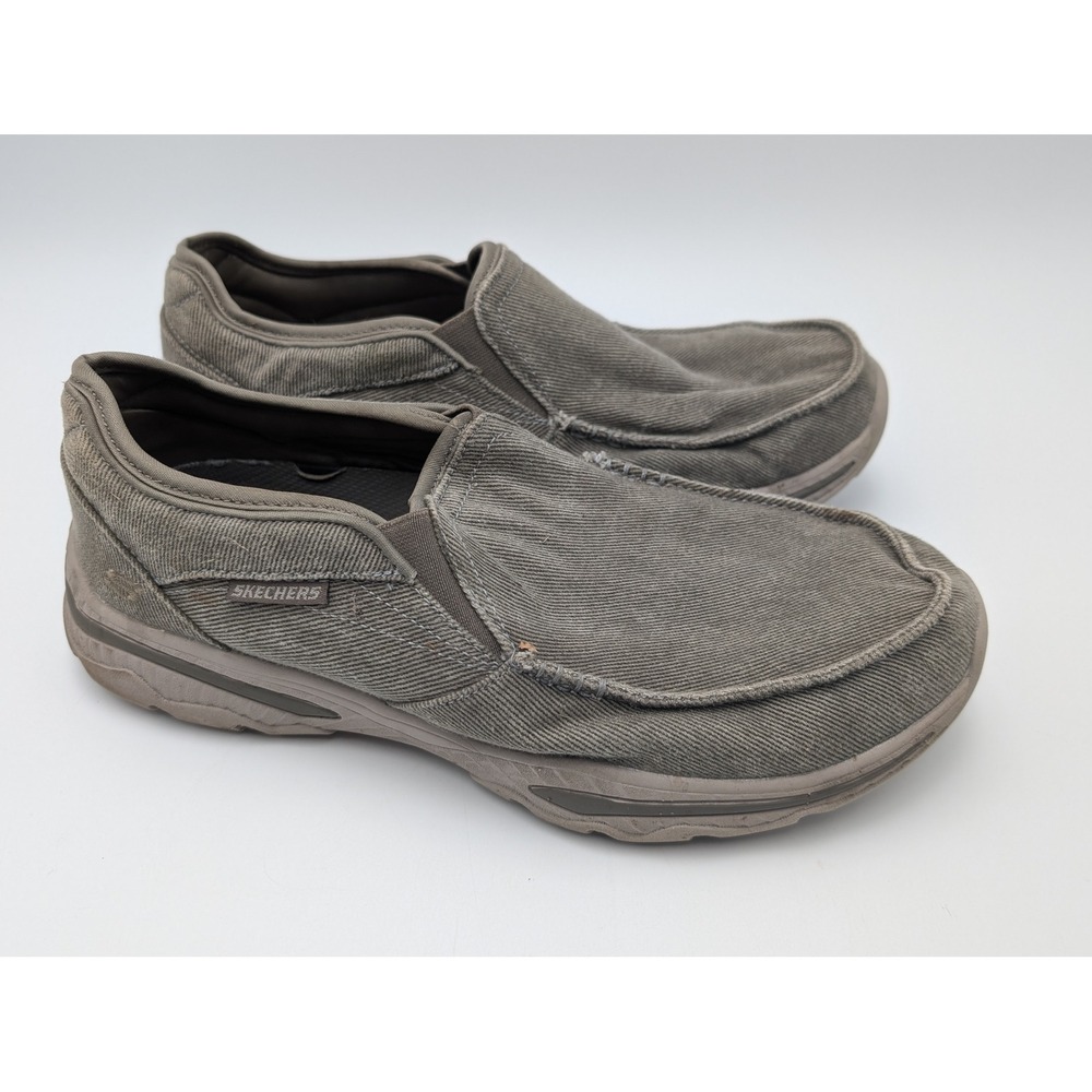 Skechers Mens 65355EWW Relaxed Fit Taupe Slip On Loafers Extra Wide Fit 8